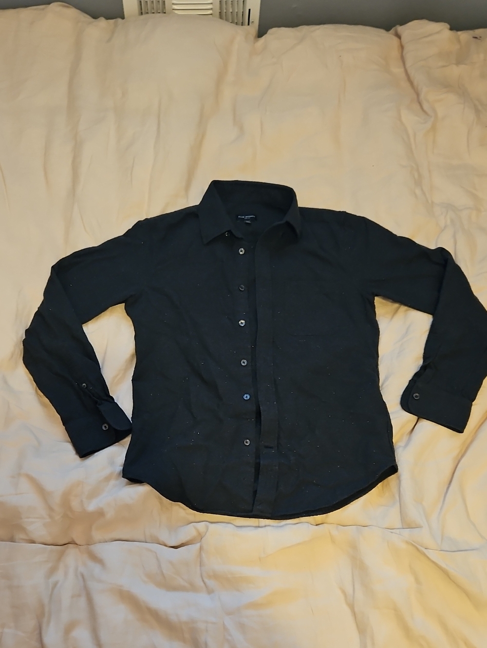 Club Monaco Dark Grey Long-Sleeve Slub Button-Down Shirt